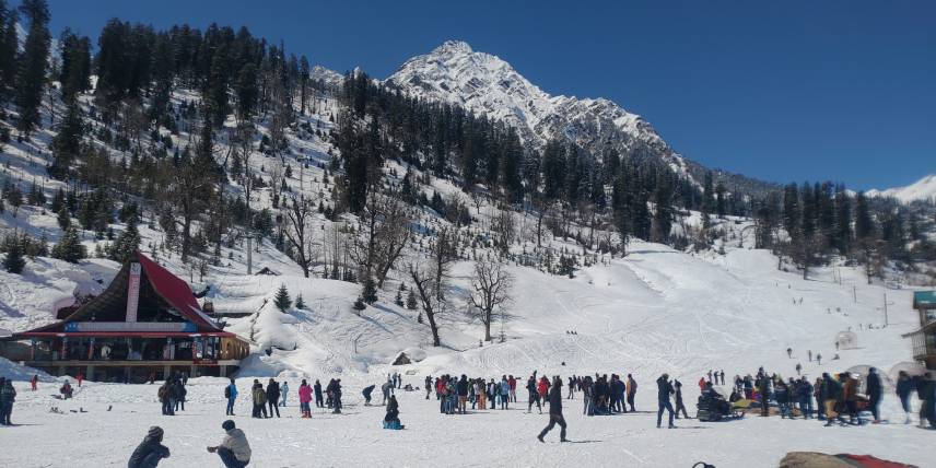 Snow-covered Solang Valley in Manali, popular for winter sports